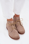 Suede Flat Heel Ankle Boots Cappuccino Zazoo 4078