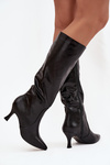 Women's High Heel Boots Made of Eco Leather Black Karella