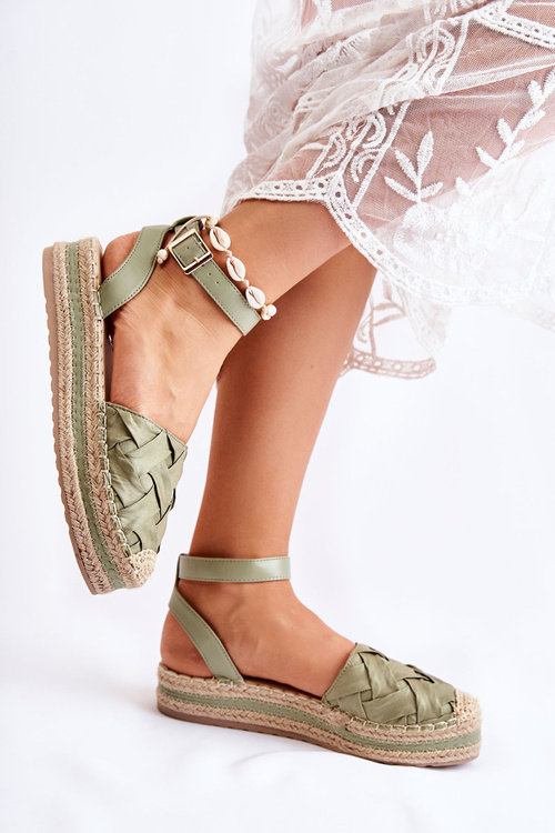 Espadryle Sandały Damskie Platforma Zielone Susane
