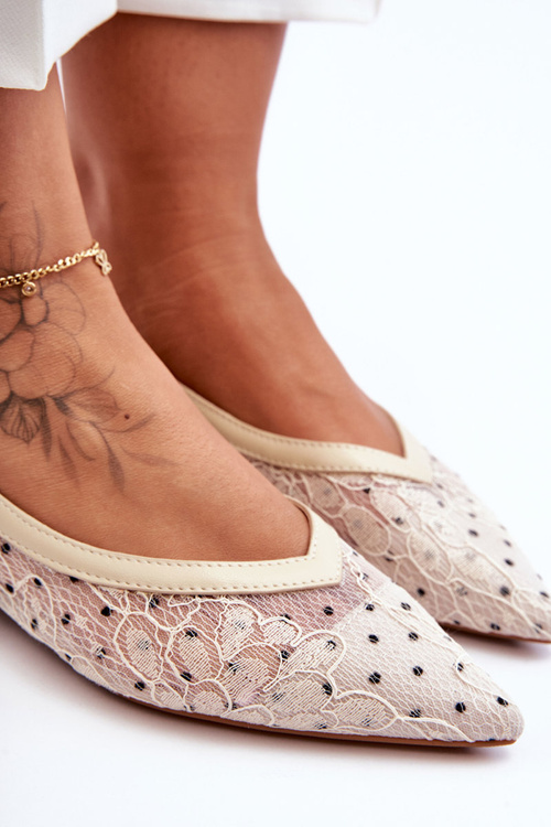 Women's Polka Dot Ballet Flats Beige Adore