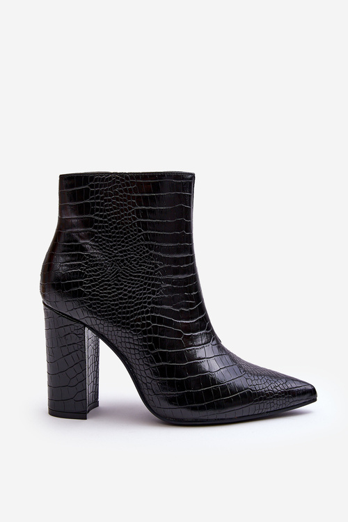 Botki Wężowy Wzór Na Słupku Czarne Daldala WS052