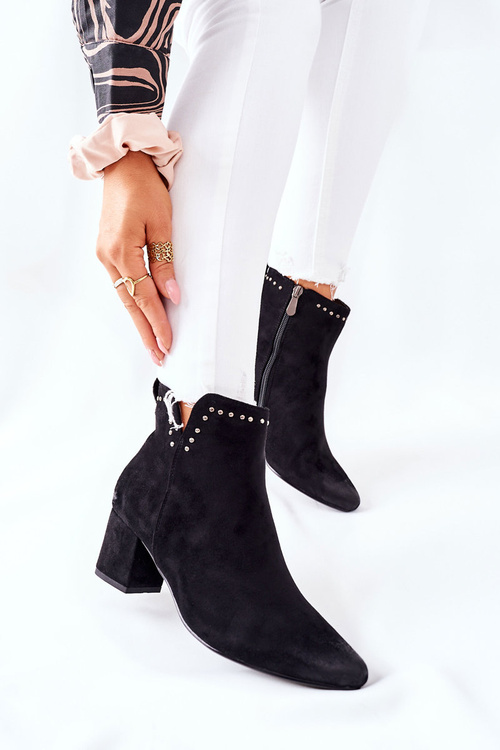 Botki Damskie Zamszowe Czarne Brinlack