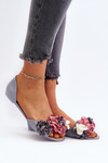Women's Gray Rubber Ballerina Flats with Flowers Junikla