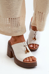 Women's Eco Leather Platform and Block Heel White Sandals Dafira