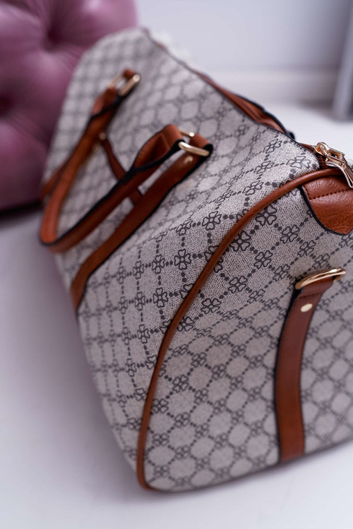 Torba Damska Duża Kuferek Brązowo Beżowa