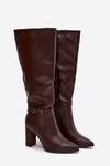 Women's insulated heeled boots with buckle chocolate Fionelle