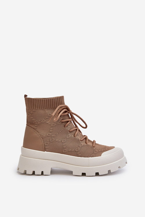 Women's Sock-Like Slip-On Boots Brown Solime