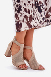 Sandals With Perforated Pattern On Heel Eco Suede Beige Helori