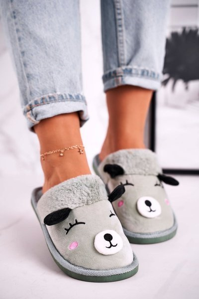 Damskie Welurowe Papcie Z Lamą Zielone Ruddy