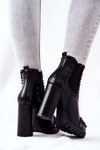 High-heeled boots with rhinestones Black Lisana