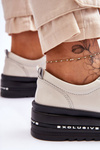 Beige Patent Leather Women's Platform Sneakers S.Barski LR592B