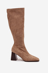Women's Low Heel Boots with Stitching Beige Celandine