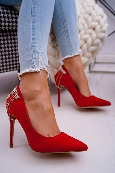 Women's Red Suede Party Stilettos Pacardo