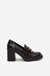 Women's Low Shoes on Heel with Gold Detail Black Privelle