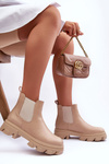 Low Leather Boots Beige Alcanassa 