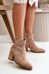 Lace-Up Cowboy Ankle Boots with Heel Zip Closure Brown Vosilara