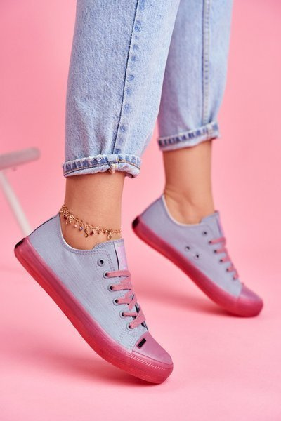 Women's Sneakers With Transparent Sole Big Star FF274260 Blue-Pink