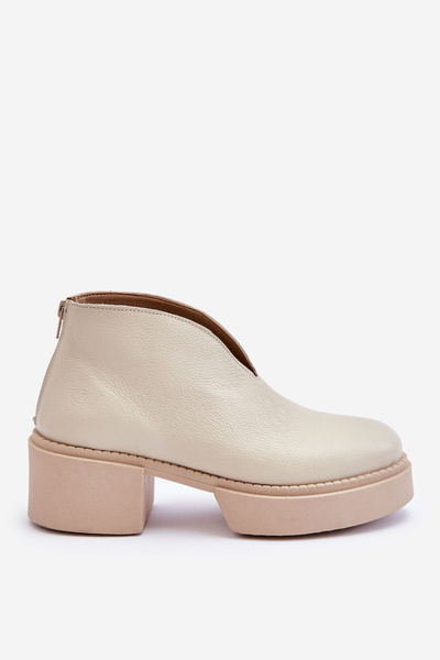 Leather Boots On Massive Heels Nicole 2795/054 Light Beige