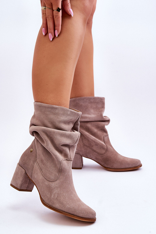 Maciejka Suede Slip-On Boots 06005-10 Dark Beige