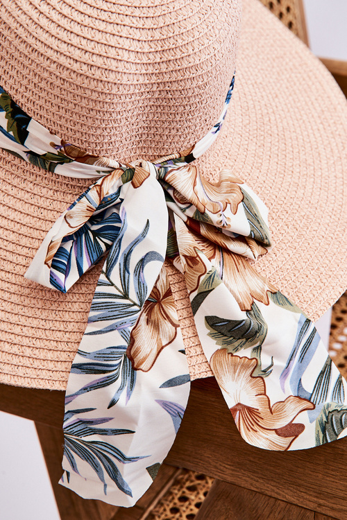 Elegant Women's Hat With Material Bow Pink