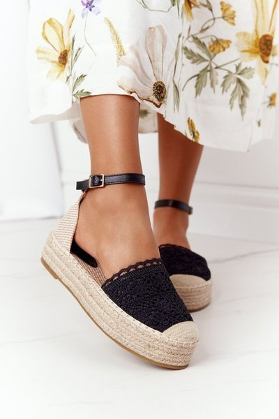 Lace Espadrilles On A Braided Platform Black Larisa