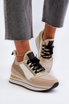 Women's Wedge Sneakers with Platform and Brocade Golden Rafani