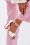 Lacquered Women's Sandals On Heel Vinceza 20266 White