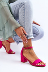 Suede Classic Low Heel Sandals Fuchsia Honeymoon