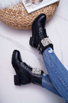 Women's Flat Heel Military Boots Black Bemmer