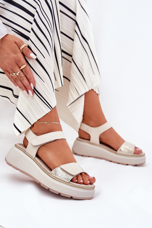 Women's Wedge and Platform Sandals with Decorations S.Barski HY056 Beige