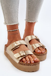 Women's Platform Sandals with Gold Buckles Lolpey