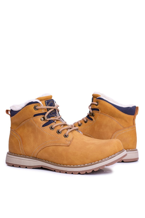Ocieplane Męskie Buty Trekkingowe Z Polarem Camel Nuss