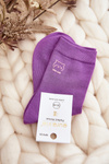 Women's Plain Socks with Cat Purple