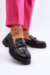 Women's Black Patent Leather Moccasins Imbleria