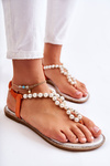 Fashionable Sandals Flip-flops With Pearls Orange Isalia