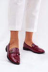 Lacquered Women's Moccasins With Decorative Buckle Bordeaux Mollan