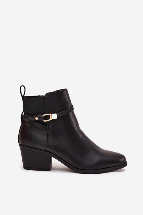 Women's Ankle Boots With Zip With Strap And Gold Detail Black Zelinae