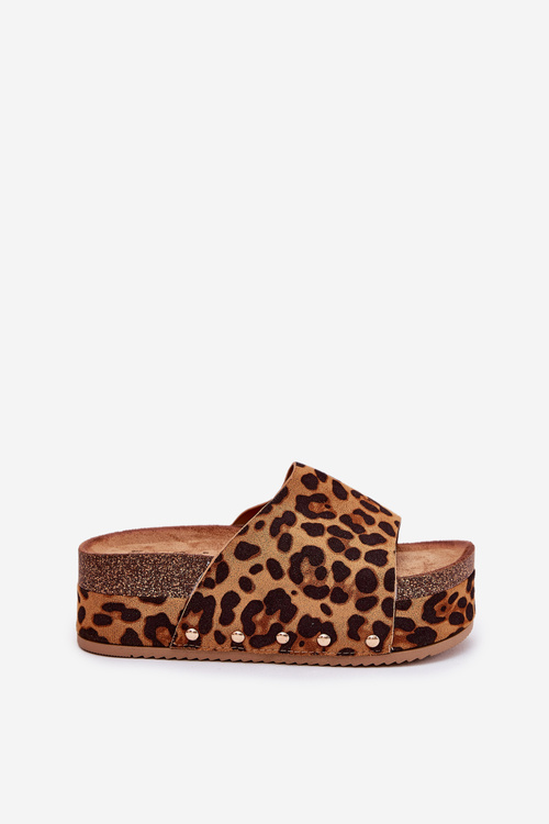 Women's Sandals On Massive Platform Eco Suede Leopard Brown Vinnibe