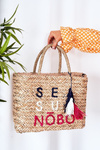 Braided Shopper Beach Bag NOBO XK00410 Beige
