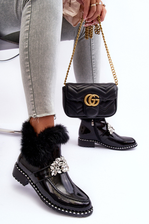 Women's Flat Heel and Platform Ankle Boots Black Linestta