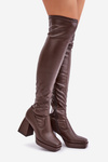 Fitted knee-high heeled boots dark brown Sanniraen