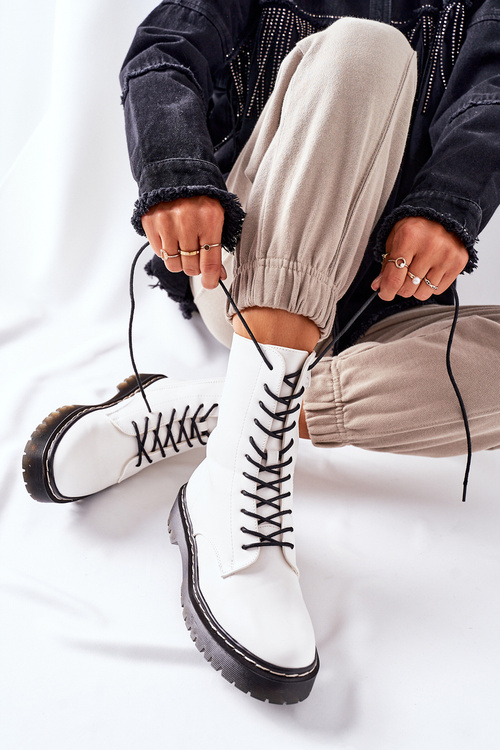 Women's Biker Boots White Corydon