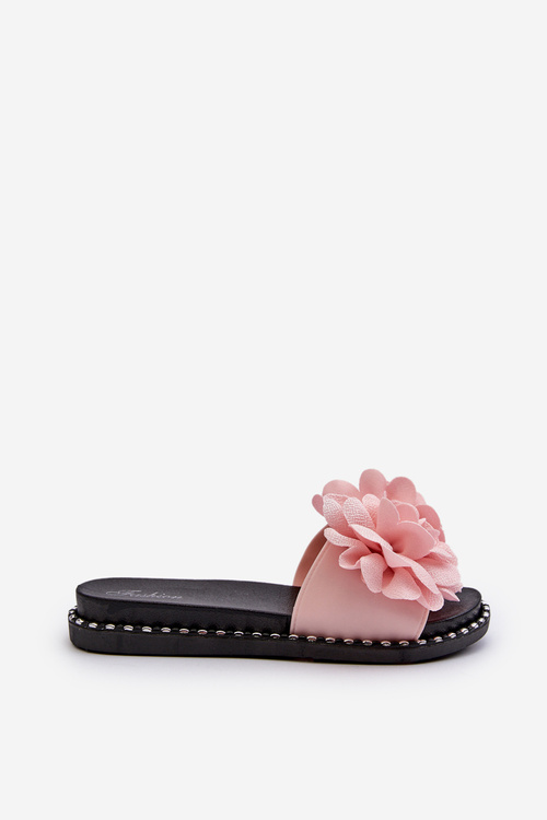 Women's Pink Flower Embellished Sandals Cellanen