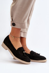 Black Women's Suede Moccasins with Flat Heel Zazoo 3420