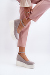Women's Grey Wedge Espadrilles Malla