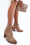 Suede Cowboy Boots On The Heel Beige Tanner