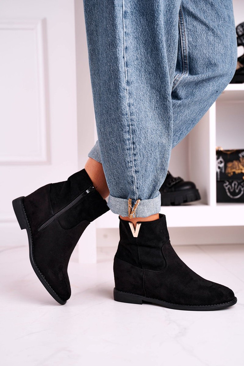 Women's Ankle Boots Hidden Wedge Suede Black Vanya
