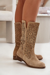 Suede Openwork Boots Lewski 3366/2Beige