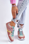 Damskie Sneakersy Big Star LL274422 Różowo-Beżowe