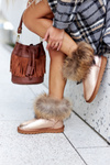 Women's Leather Snow Boots Leather With Eco Fur Champagne Alexa